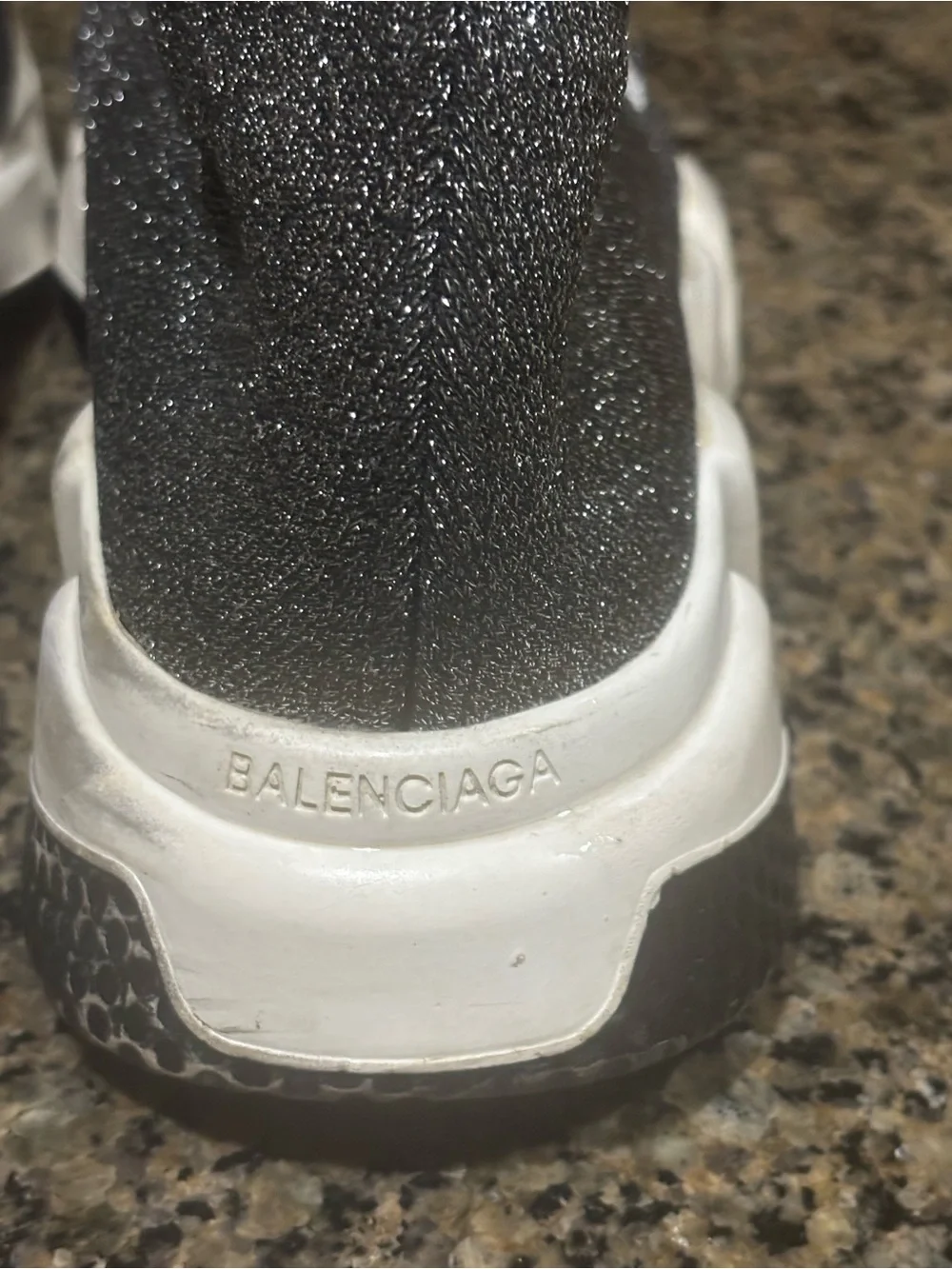 Balenciaga Women’s Black Glitter Sock Sneakers with White Sole - Picture 13 of 13